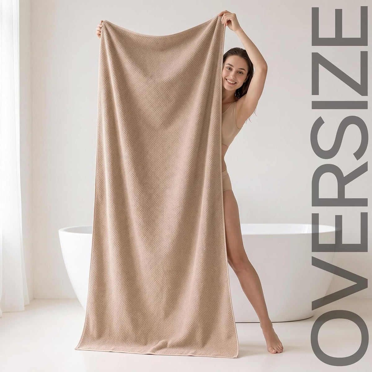 REDKISS Pack of 1 Jumbo Bath Sheet, 40 x 80 Inches Microfiber Oversized Bath Towel for Bathroom, Extra Large & Lightweight, Quick-Dry, Super Soft & Highly Absorbent, Perfect to Wrap Yourself In, Olive