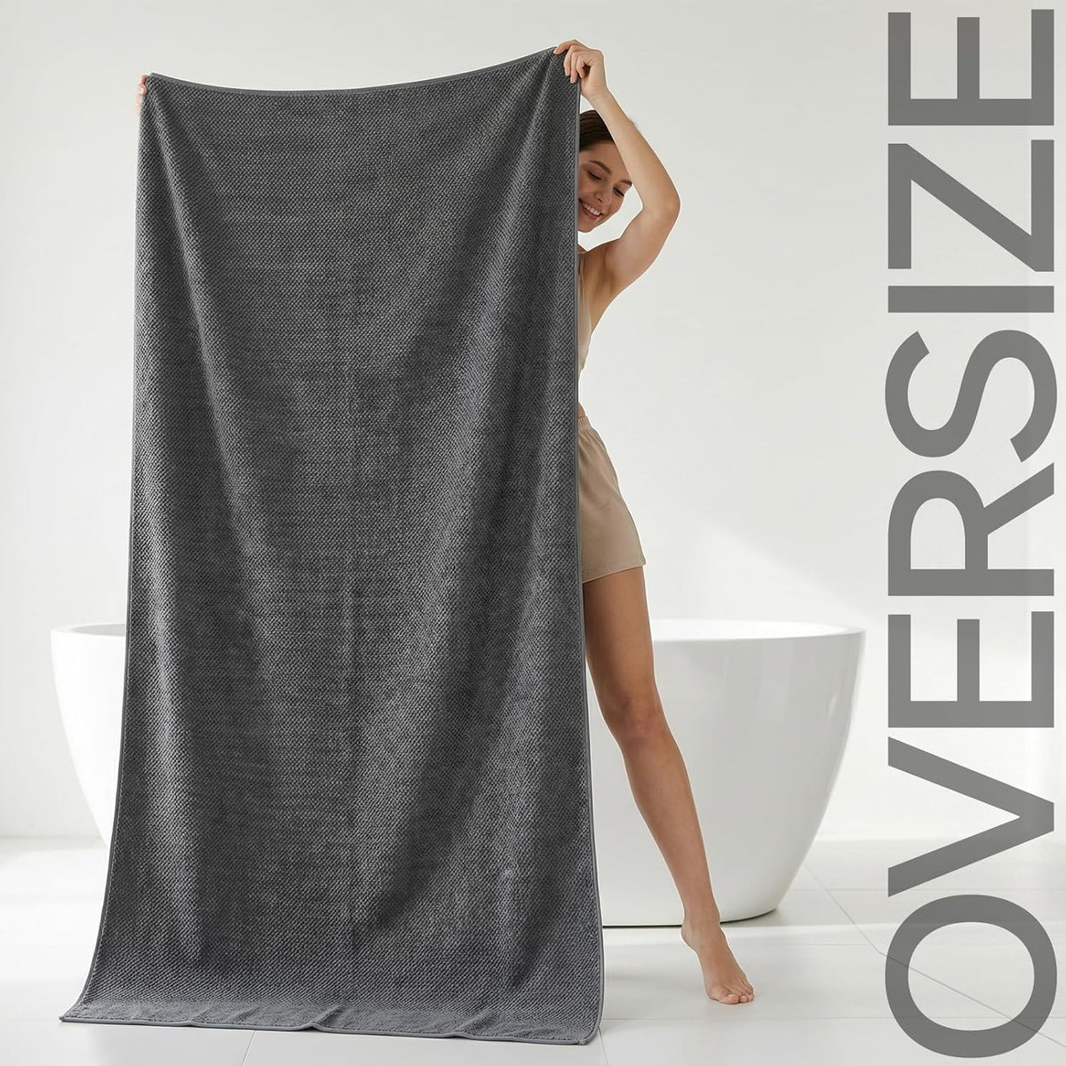 REDKISS Pack of 1 Jumbo Bath Sheet, 40 x 80 Inches Microfiber Oversized Bath Towel for Bathroom, Extra Large & Lightweight, Quick-Dry, Super Soft & Highly Absorbent, Perfect to Wrap Yourself In, Olive