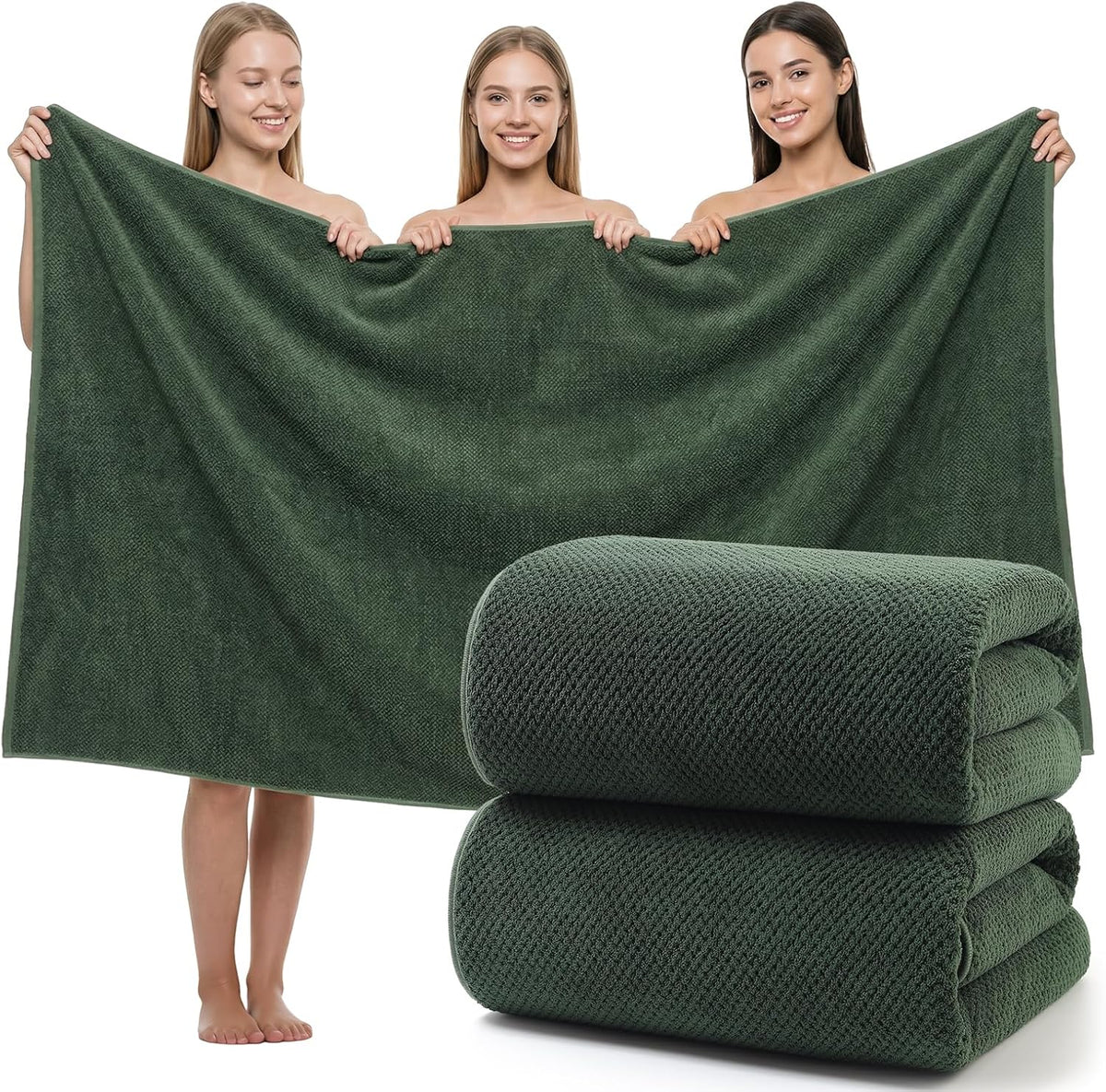 REDKISS Pack of 1 Jumbo Bath Sheet, 40 x 80 Inches Microfiber Oversized Bath Towel for Bathroom, Extra Large & Lightweight, Quick-Dry, Super Soft & Highly Absorbent, Perfect to Wrap Yourself In, Olive