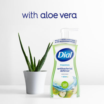 Dial Antibacterial Defense Foaming Hand Soap + Aloe, Fresh Pear Scent, 52 Fl Oz Hand Soap Refill, Dermatologist-Tested, Gentle on Skin