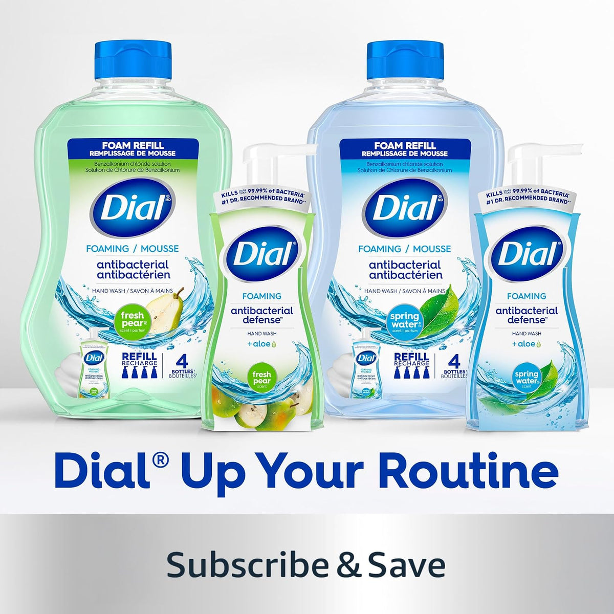 Dial Antibacterial Defense Foaming Hand Soap + Aloe, Fresh Pear Scent, 52 Fl Oz Hand Soap Refill, Dermatologist-Tested, Gentle on Skin