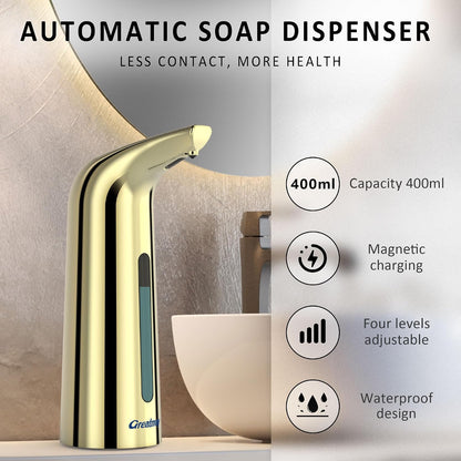 Touchless Automatic Soap Dispenser 400ml Rechargeable, Gold