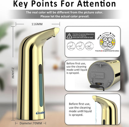 Touchless Automatic Soap Dispenser 400ml Rechargeable, Gold