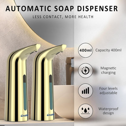 Touchless Automatic Soap Dispenser 400ml Rechargeable, Gold