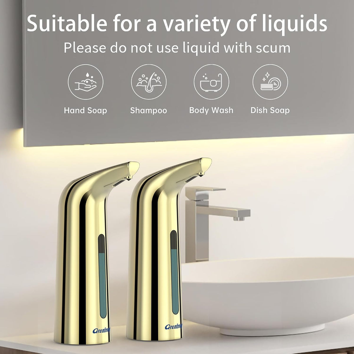 Touchless Automatic Soap Dispenser 400ml Rechargeable, Gold