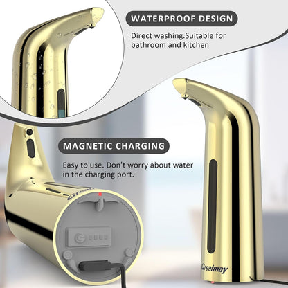 Touchless Automatic Soap Dispenser 400ml Rechargeable, Gold