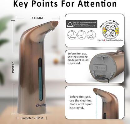 Touchless Automatic Soap Dispenser 400ml Rechargeable, Gold