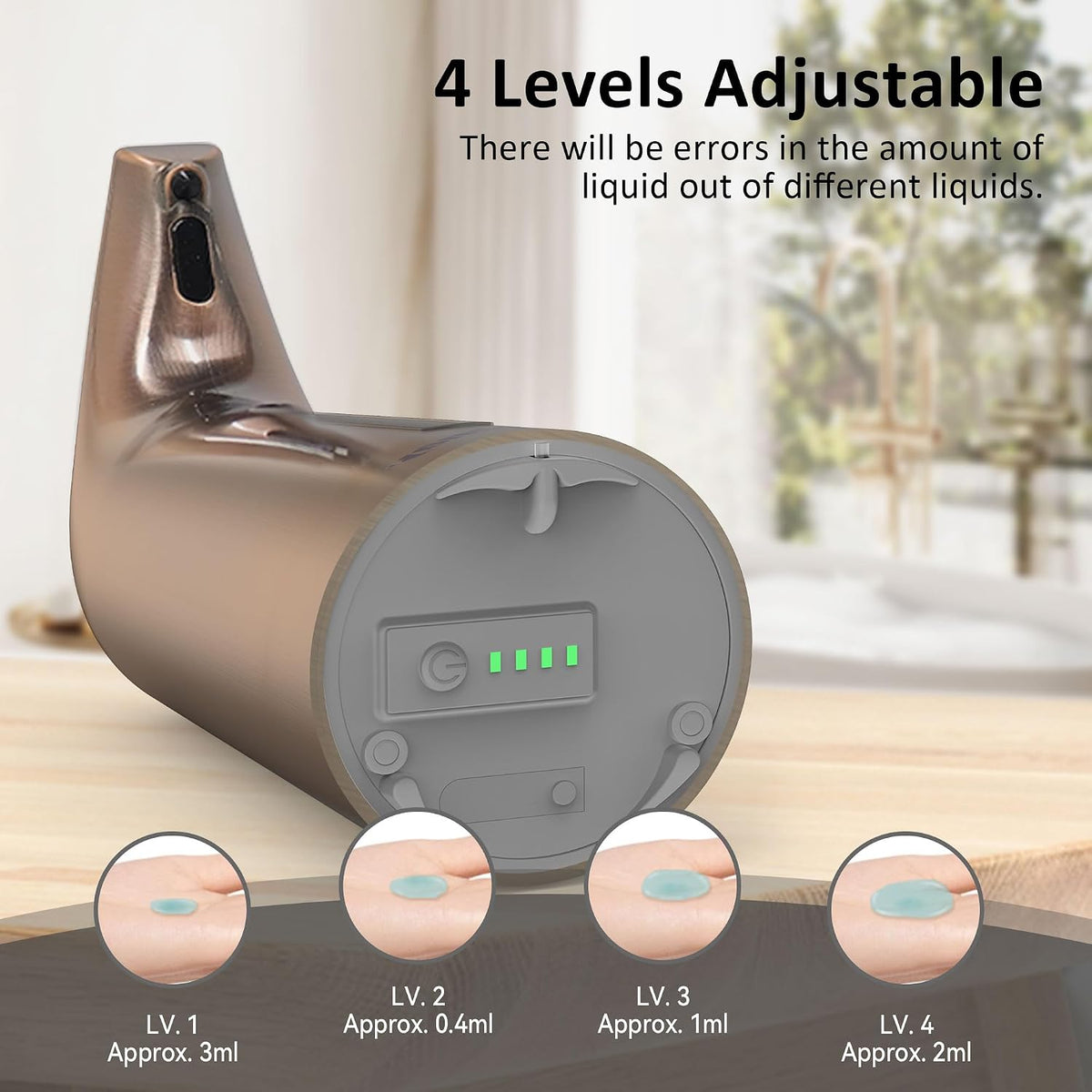 Touchless Automatic Soap Dispenser 400ml Rechargeable, Gold