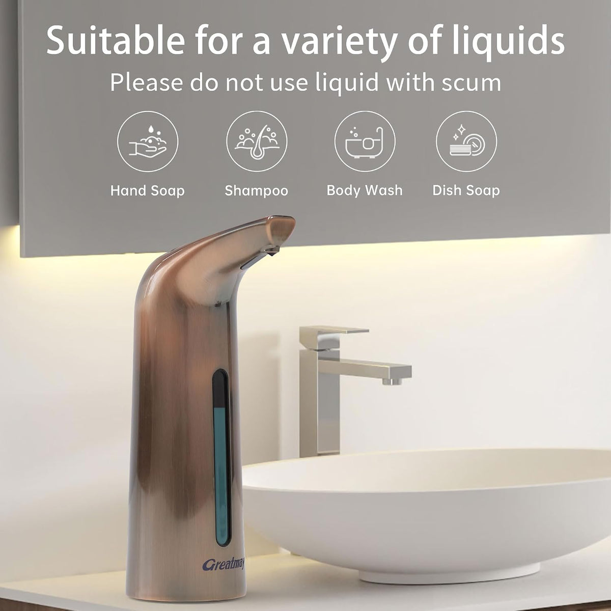Touchless Automatic Soap Dispenser 400ml Rechargeable, Gold