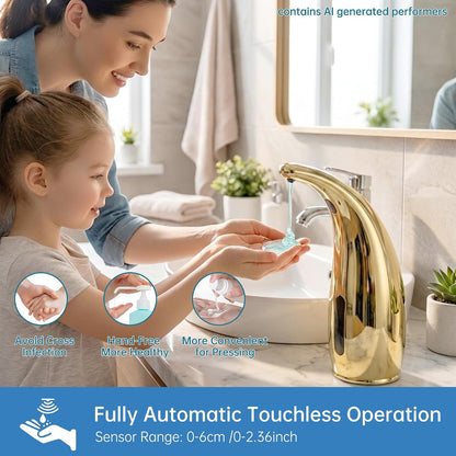 Touchless Automatic Soap Dispenser 400ml Rechargeable, Gold
