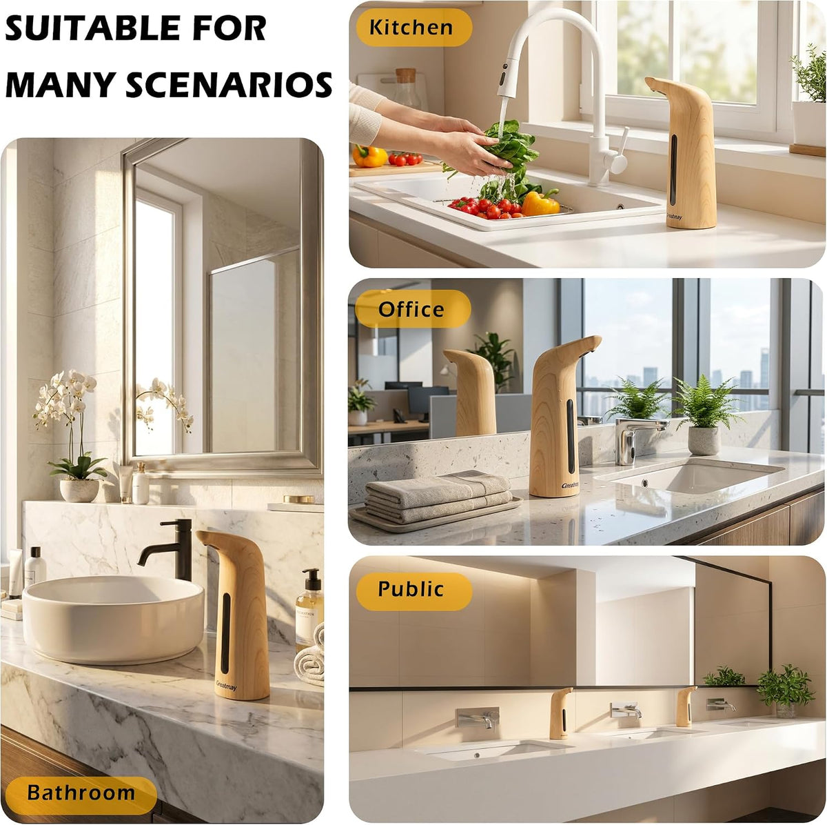 Touchless Automatic Soap Dispenser 400ml Rechargeable, Gold