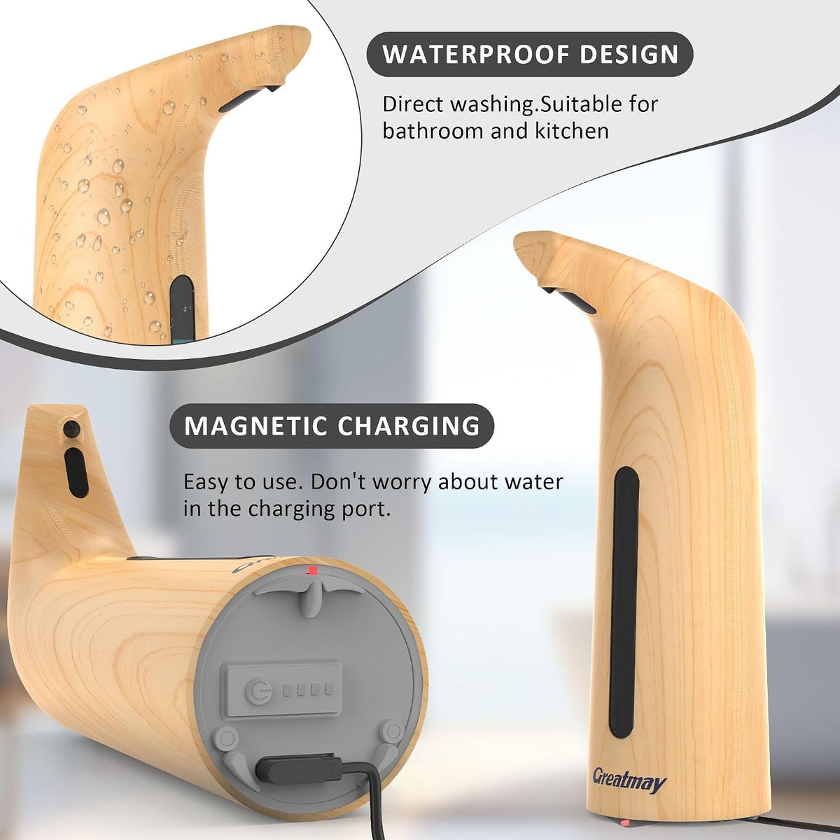 Touchless Automatic Soap Dispenser 400ml Rechargeable, Gold