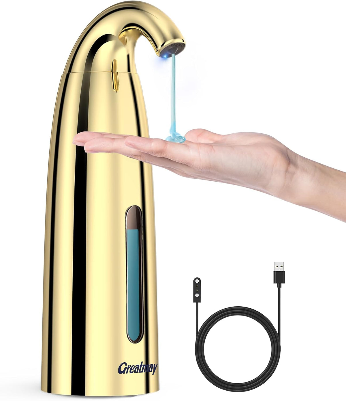 Touchless Automatic Soap Dispenser 400ml Rechargeable, Gold
