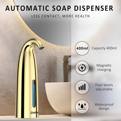 Touchless Automatic Soap Dispenser 400ml Rechargeable, Gold