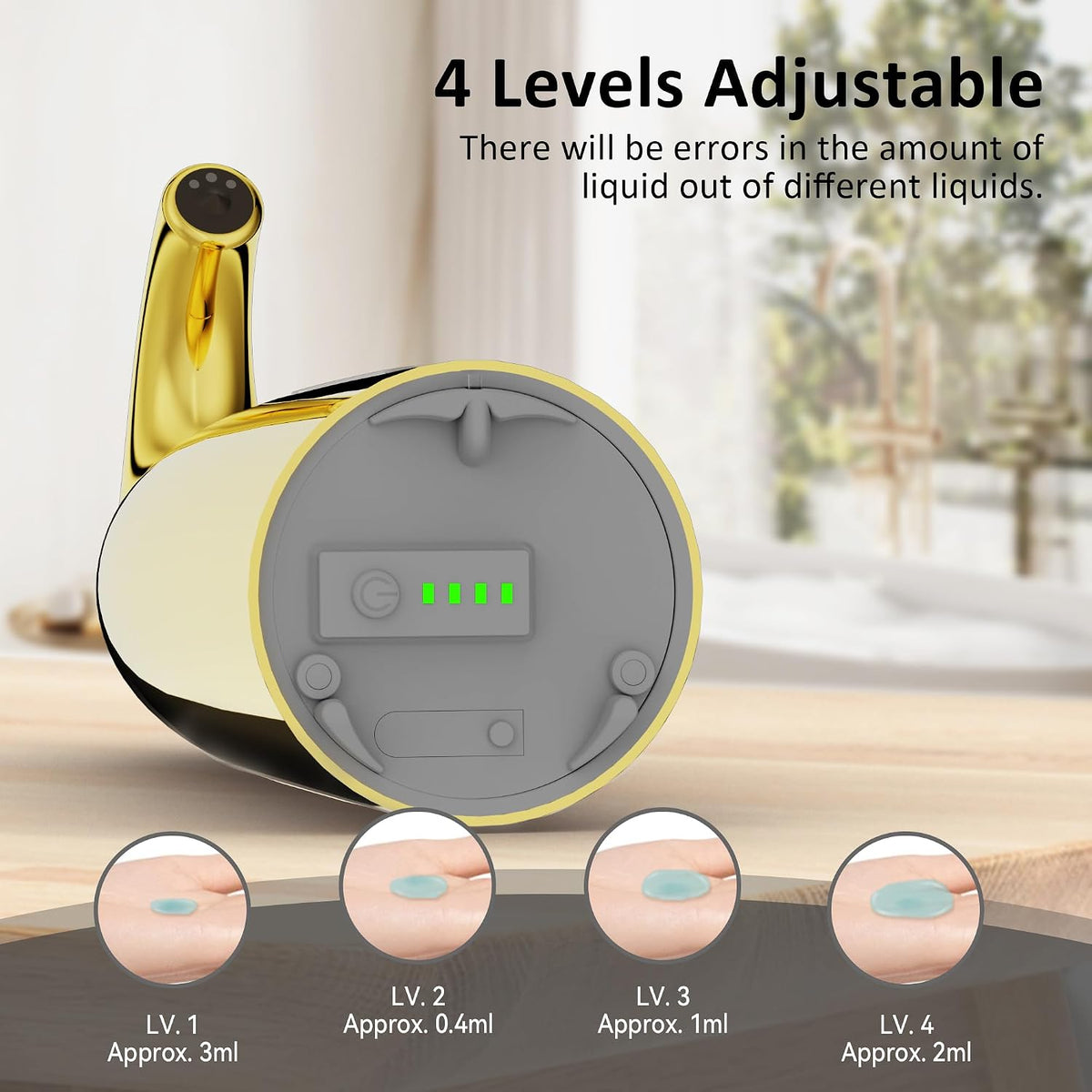 Touchless Automatic Soap Dispenser 400ml Rechargeable, Gold