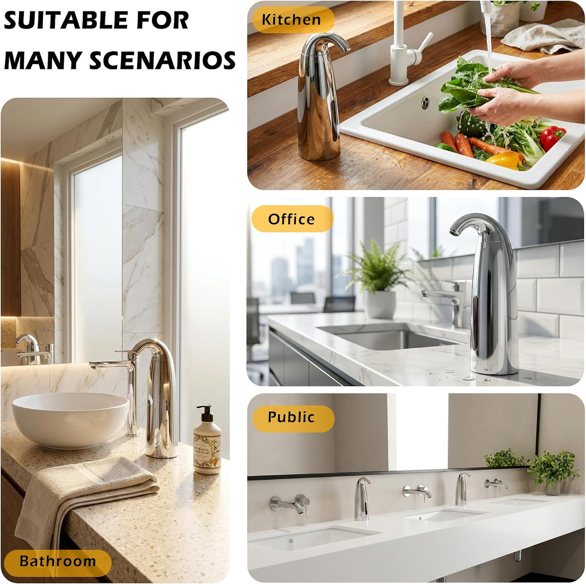 Touchless Automatic Soap Dispenser 400ml Rechargeable, Gold