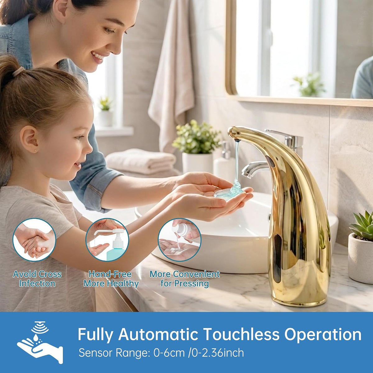 Touchless Automatic Soap Dispenser 400ml Rechargeable, Gold