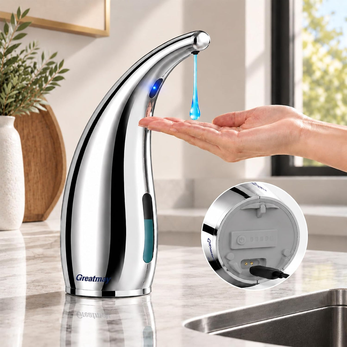 Touchless Automatic Soap Dispenser 400ml Rechargeable, Gold