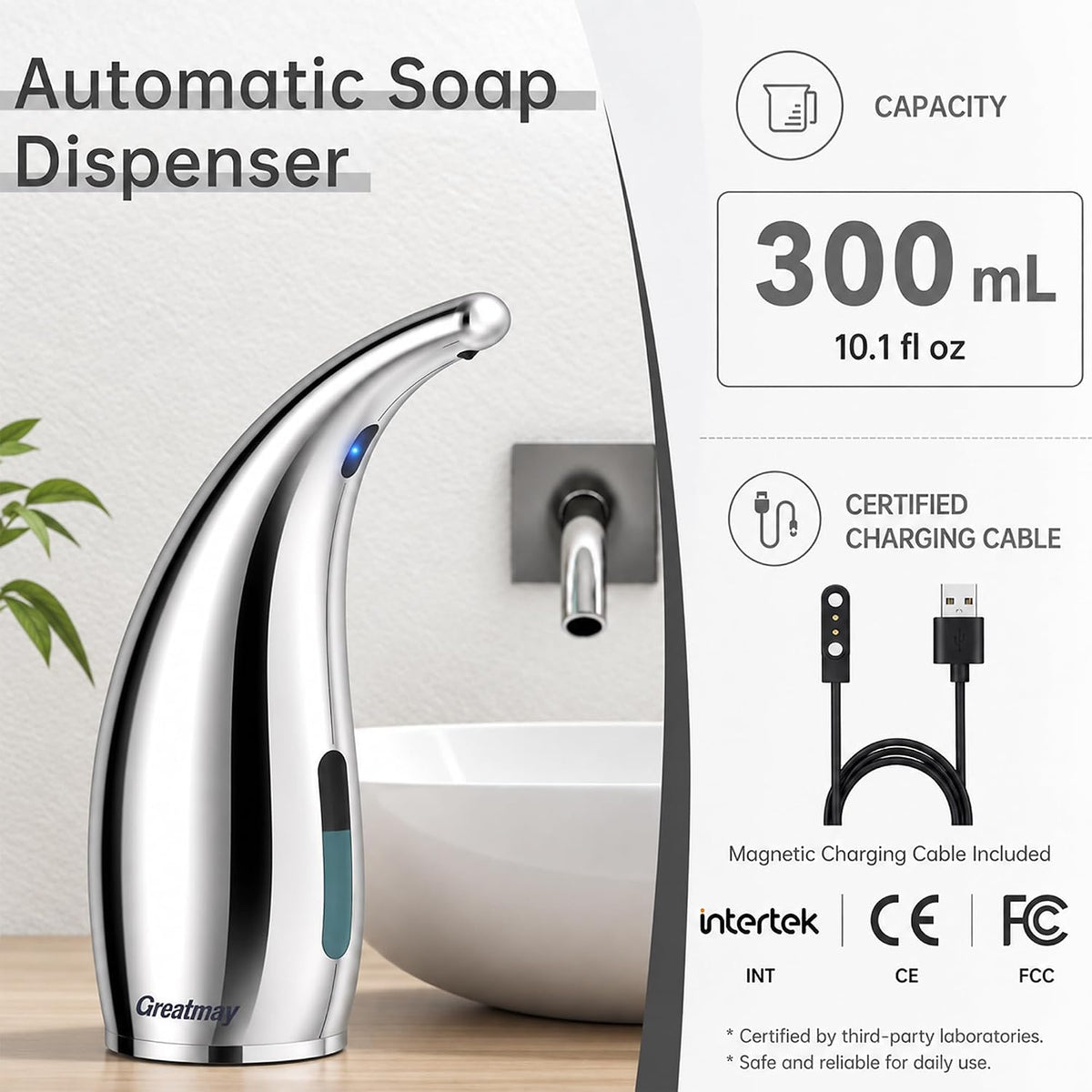Touchless Automatic Soap Dispenser 400ml Rechargeable, Gold
