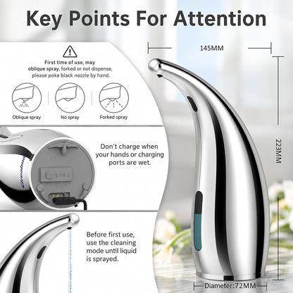 Touchless Automatic Soap Dispenser 400ml Rechargeable, Gold