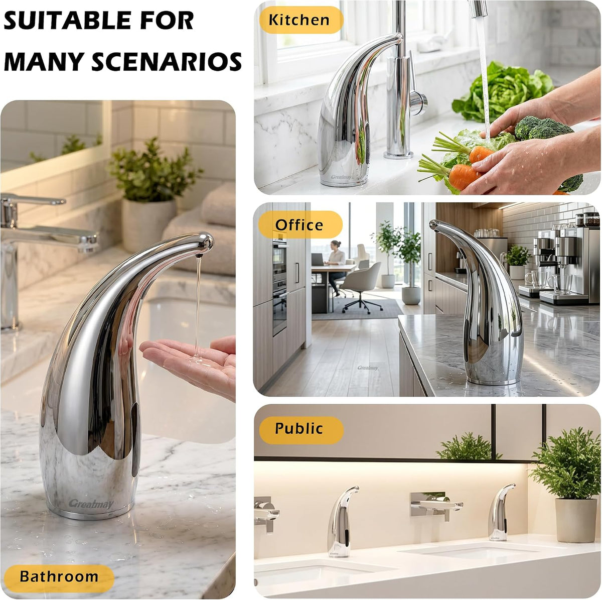 Touchless Automatic Soap Dispenser 400ml Rechargeable, Gold