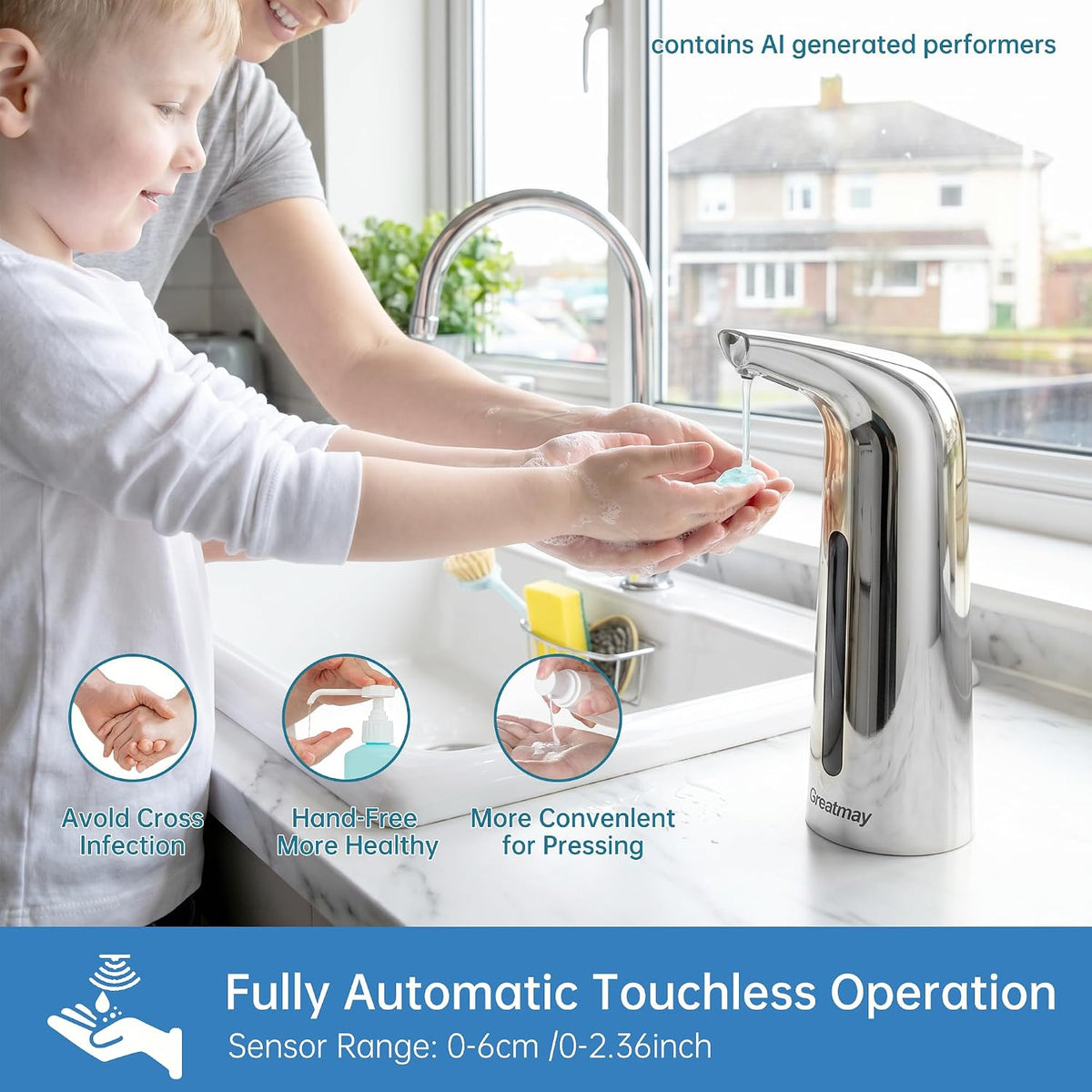 Touchless Automatic Soap Dispenser 400ml Rechargeable, Gold