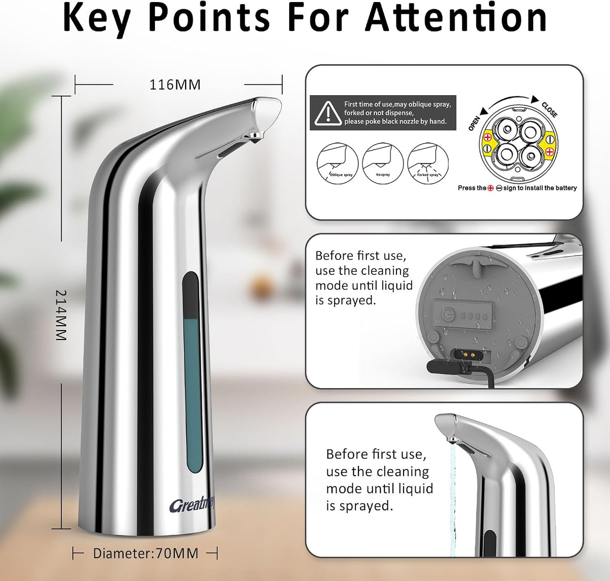Touchless Automatic Soap Dispenser 400ml Rechargeable, Gold