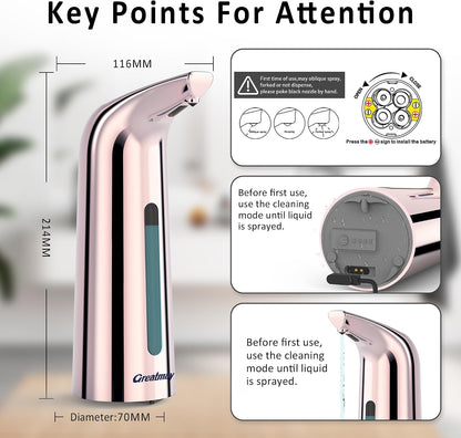 Touchless Automatic Soap Dispenser 400ml Rechargeable, Gold