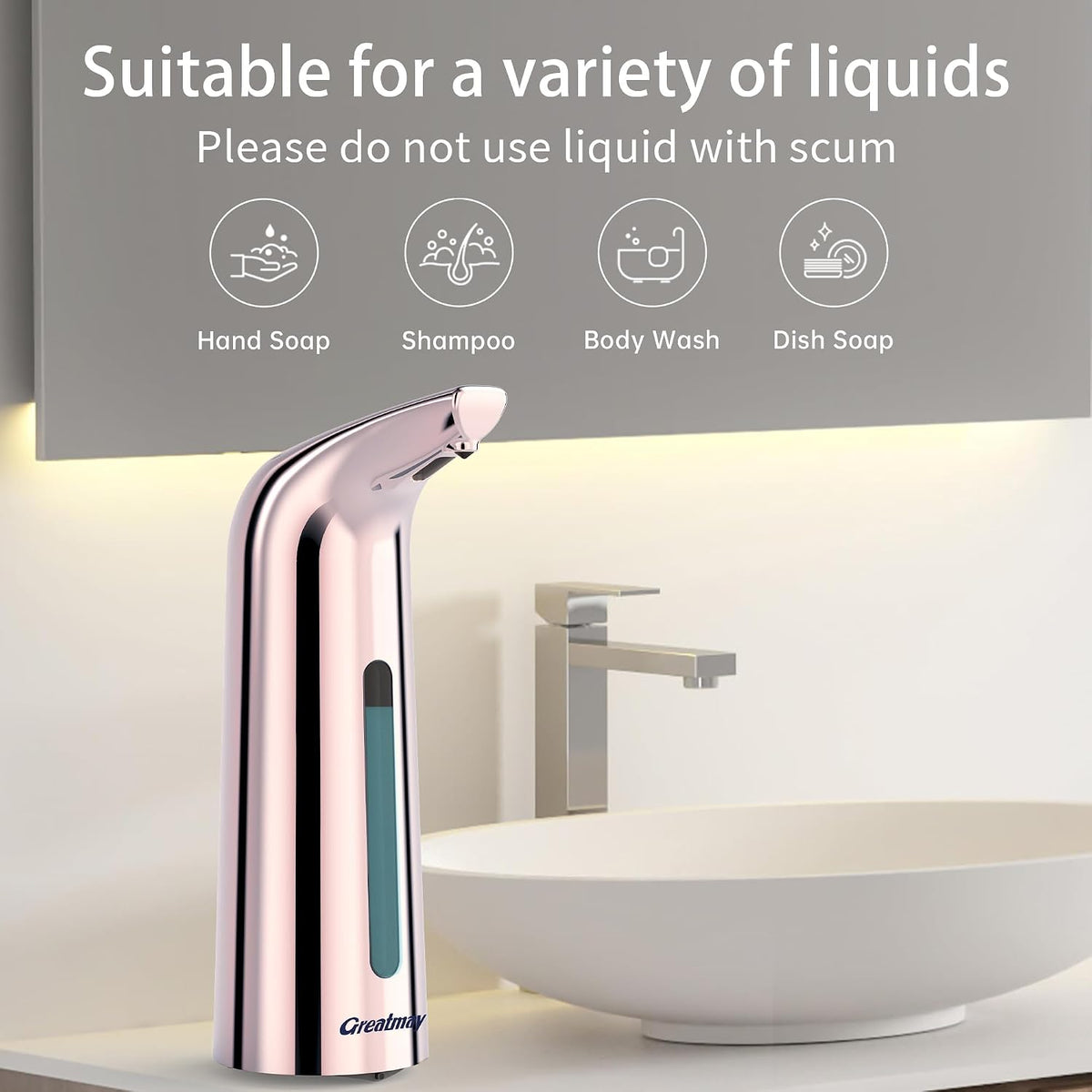 Touchless Automatic Soap Dispenser 400ml Rechargeable, Gold