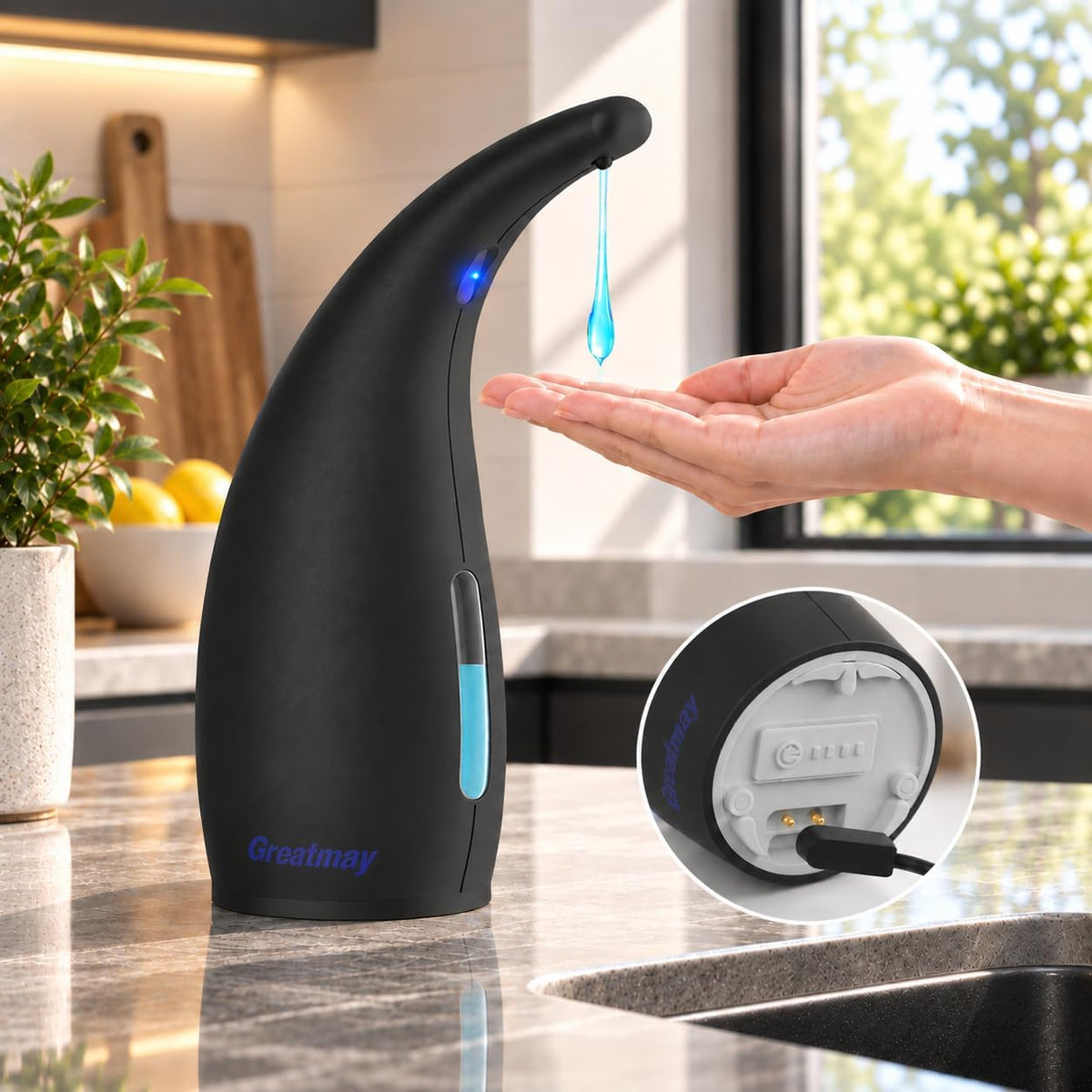 Touchless Automatic Soap Dispenser 400ml Rechargeable, Gold