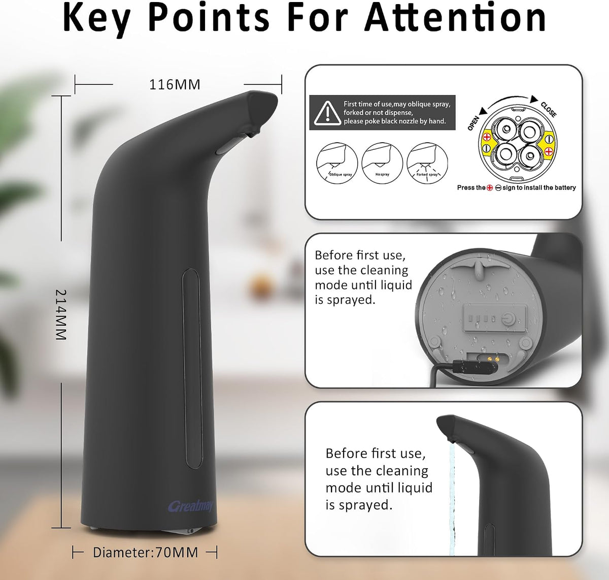 Touchless Automatic Soap Dispenser 400ml Rechargeable, Gold