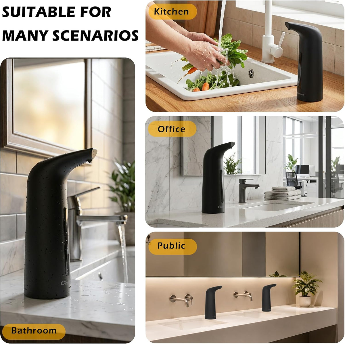 Touchless Automatic Soap Dispenser 400ml Rechargeable, Gold