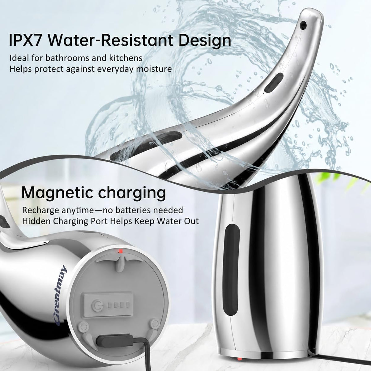 Touchless Automatic Soap Dispenser 400ml Rechargeable, Gold