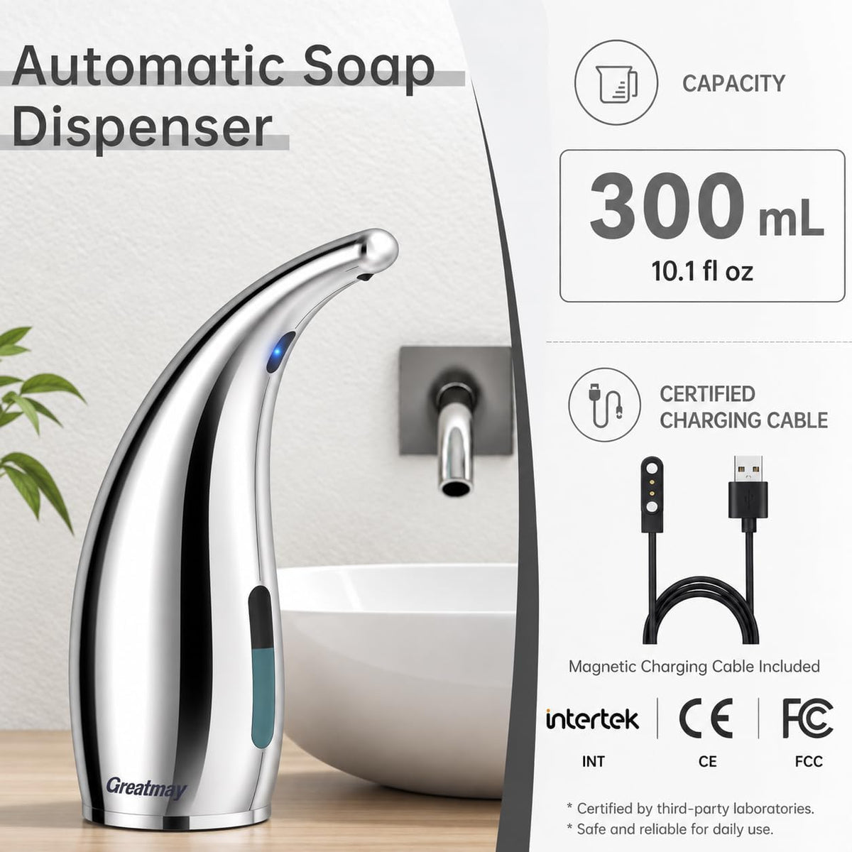 Touchless Automatic Soap Dispenser 400ml Rechargeable, Gold