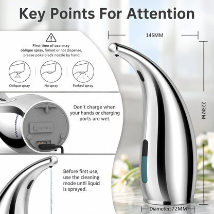 Touchless Automatic Soap Dispenser 400ml Rechargeable, Gold