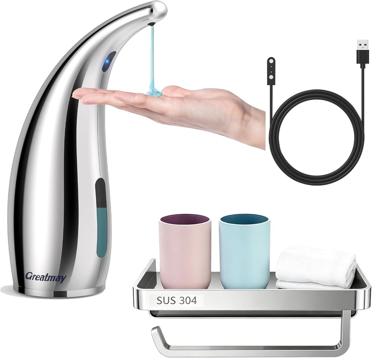 Touchless Automatic Soap Dispenser 400ml Rechargeable, Gold