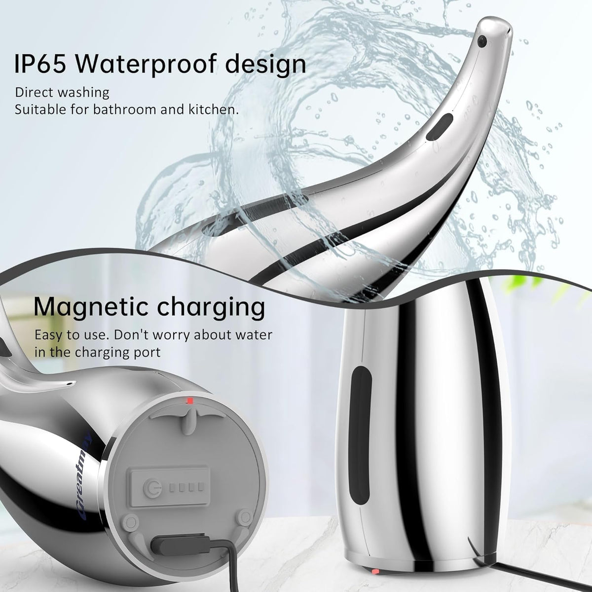 Touchless Automatic Soap Dispenser 400ml Rechargeable, Gold