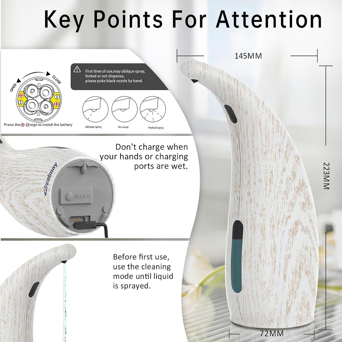 Touchless Automatic Soap Dispenser 400ml Rechargeable, Gold