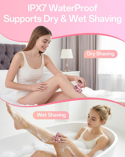 5-in-1 Electric Razors for Women, 7D Magnetic Heads Full Body Shaver, Waterproof Wet Dry Hair Remover with LED Display, Rechargeable Bikini Trimmer for Underarms, Face, Legs, Lips, Arms (Purple)