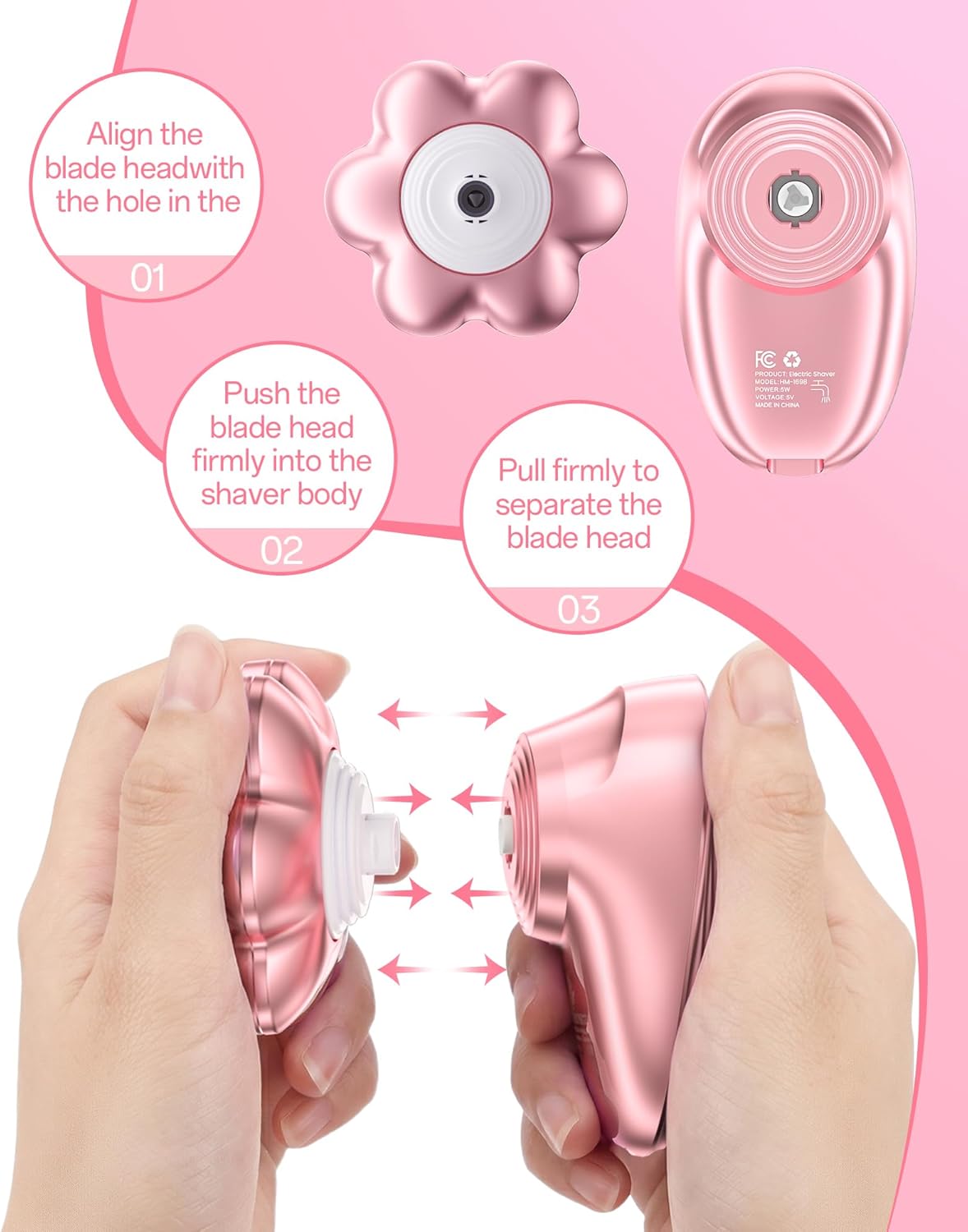 5-in-1 Electric Razors for Women, 7D Magnetic Heads Full Body Shaver, Waterproof Wet Dry Hair Remover with LED Display, Rechargeable Bikini Trimmer for Underarms, Face, Legs, Lips, Arms (Purple)
