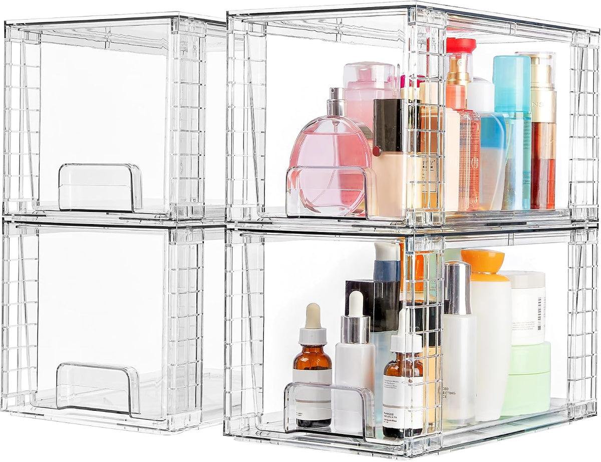 Large Stackable Storage Drawers, Clear