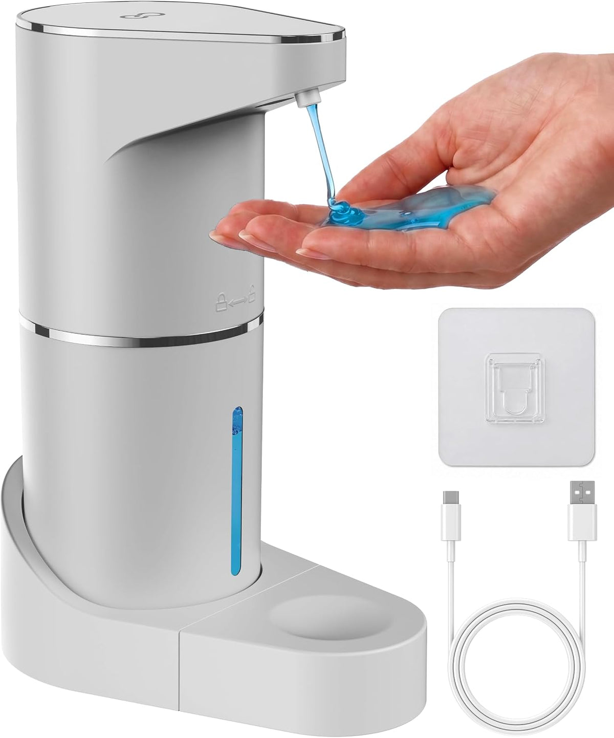 Automatic Soap Dispenser - Touchless Wall Mounted No Drip Lotion, Hand Soap, Shower Gel, Dish Soaps Dispenser, 3 Level Output Motion Sensor for Bathroom & Kitchen Use (350ml/12 oz)