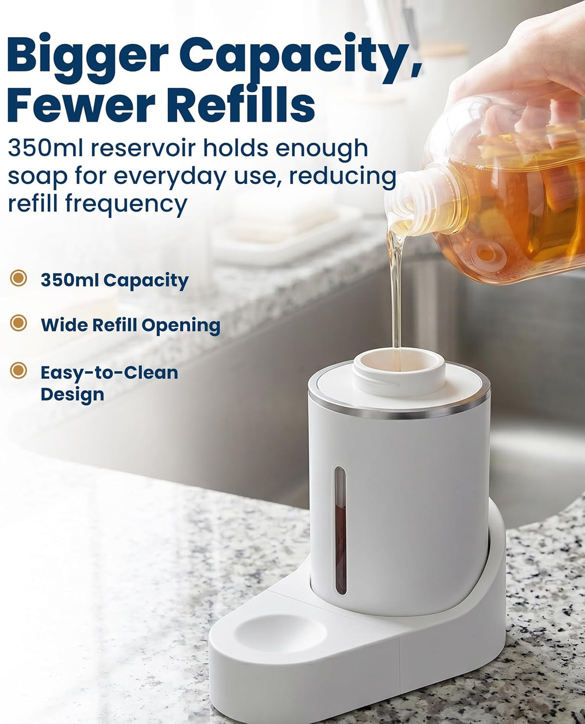 Automatic Soap Dispenser - Touchless Wall Mounted No Drip Lotion, Hand Soap, Shower Gel, Dish Soaps Dispenser, 3 Level Output Motion Sensor for Bathroom & Kitchen Use (350ml/12 oz)