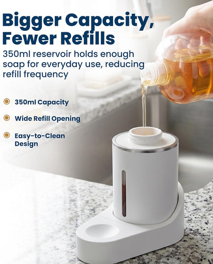 Automatic Soap Dispenser - Touchless Wall Mounted No Drip Lotion, Hand Soap, Shower Gel, Dish Soaps Dispenser, 3 Level Output Motion Sensor for Bathroom & Kitchen Use (350ml/12 oz)