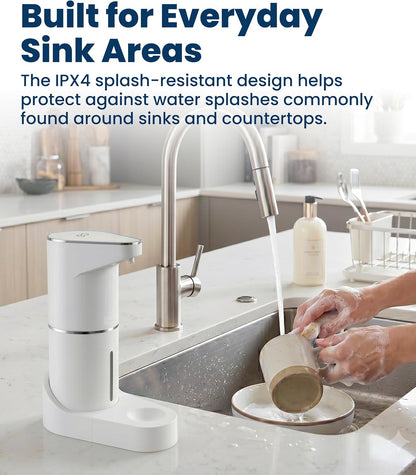 Automatic Soap Dispenser - Touchless Wall Mounted No Drip Lotion, Hand Soap, Shower Gel, Dish Soaps Dispenser, 3 Level Output Motion Sensor for Bathroom & Kitchen Use (350ml/12 oz)