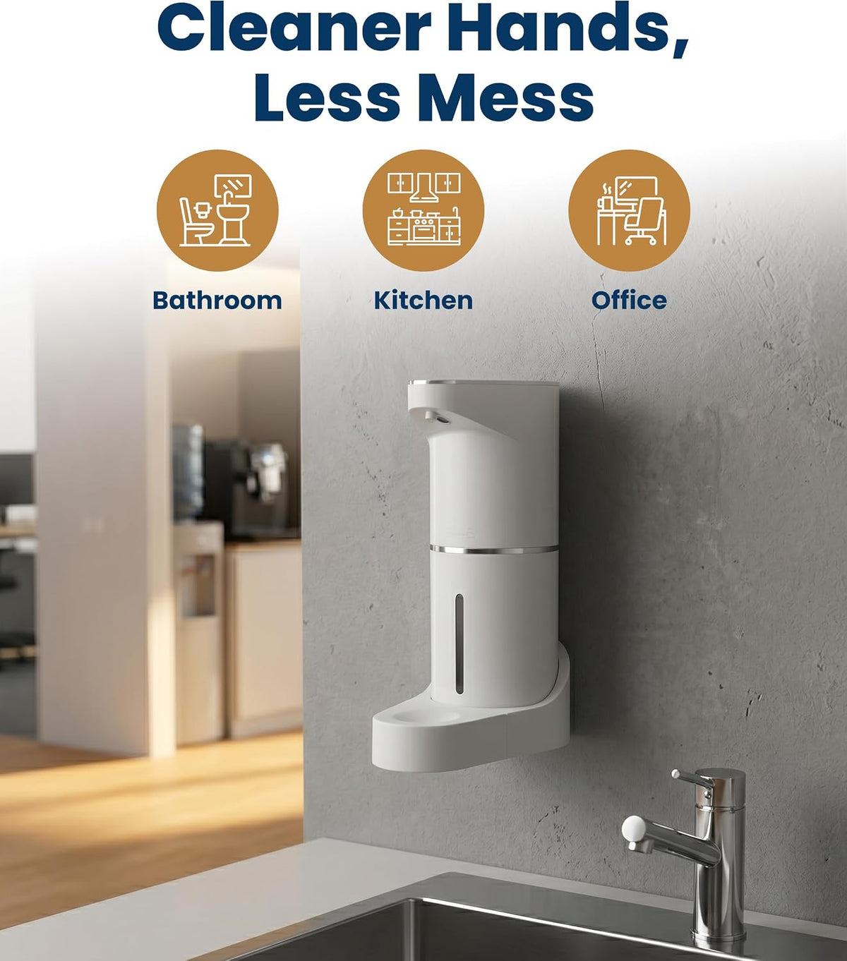 Automatic Soap Dispenser - Touchless Wall Mounted No Drip Lotion, Hand Soap, Shower Gel, Dish Soaps Dispenser, 3 Level Output Motion Sensor for Bathroom & Kitchen Use (350ml/12 oz)