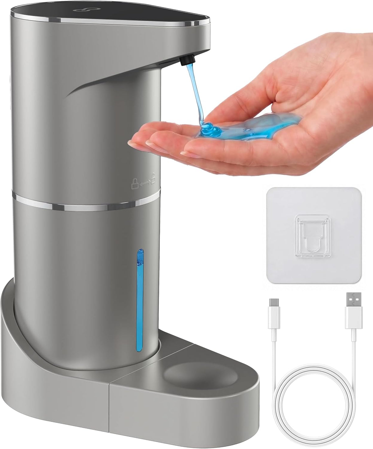 Automatic Soap Dispenser - Touchless Wall Mounted No Drip Lotion, Hand Soap, Shower Gel, Dish Soaps Dispenser, 3 Level Output Motion Sensor for Bathroom & Kitchen Use (350ml/12 oz)