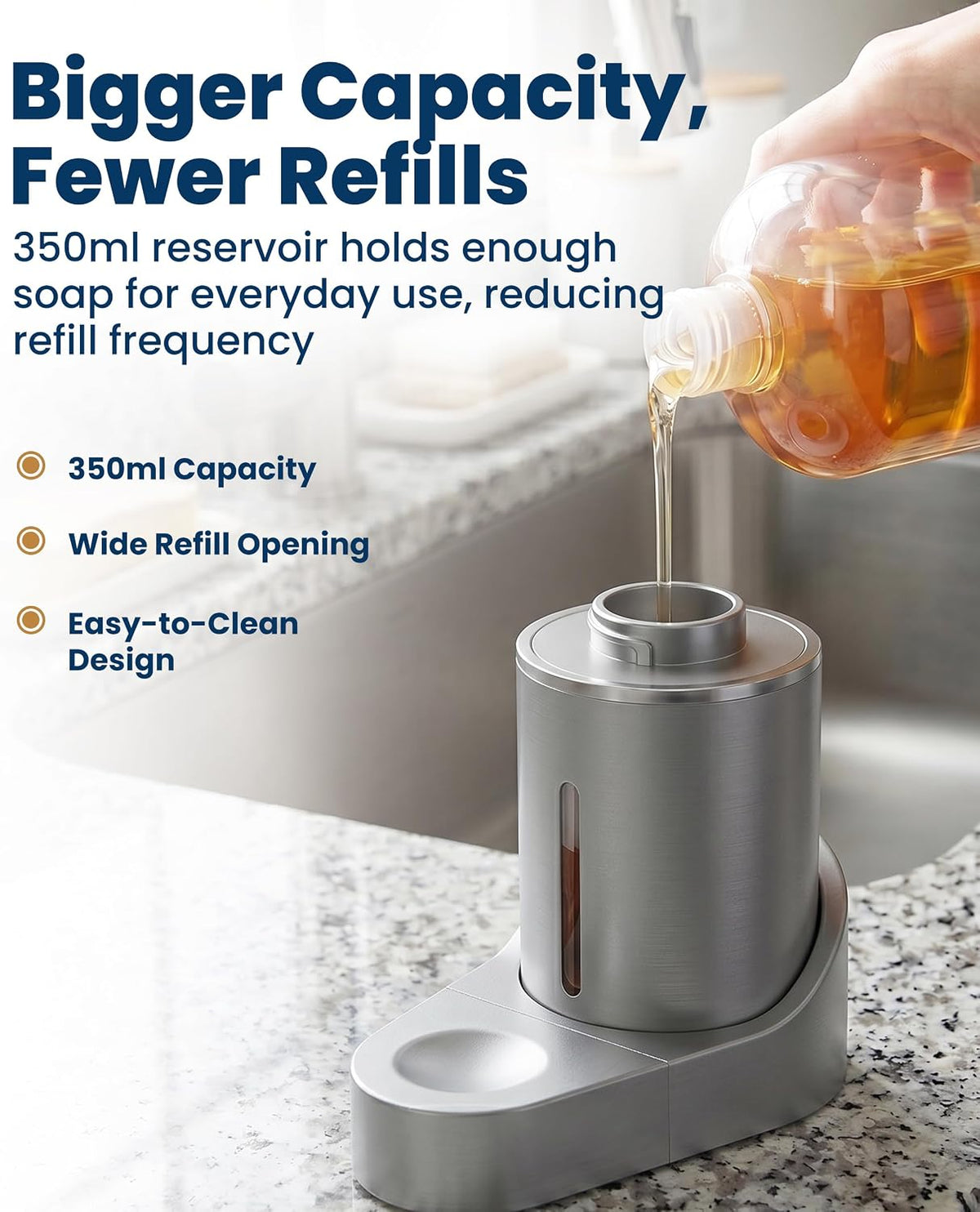 Automatic Soap Dispenser - Touchless Wall Mounted No Drip Lotion, Hand Soap, Shower Gel, Dish Soaps Dispenser, 3 Level Output Motion Sensor for Bathroom & Kitchen Use (350ml/12 oz)