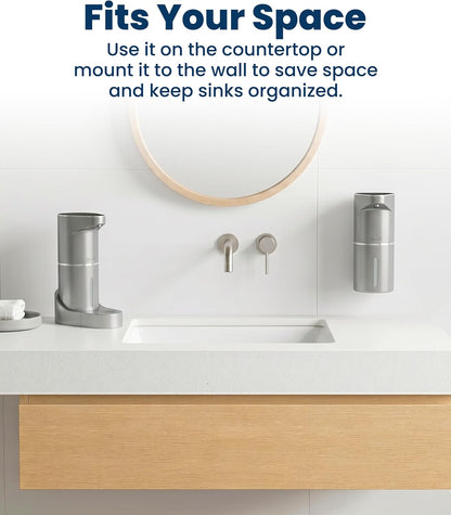 Automatic Soap Dispenser - Touchless Wall Mounted No Drip Lotion, Hand Soap, Shower Gel, Dish Soaps Dispenser, 3 Level Output Motion Sensor for Bathroom & Kitchen Use (350ml/12 oz)