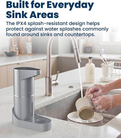 Automatic Soap Dispenser - Touchless Wall Mounted No Drip Lotion, Hand Soap, Shower Gel, Dish Soaps Dispenser, 3 Level Output Motion Sensor for Bathroom & Kitchen Use (350ml/12 oz)